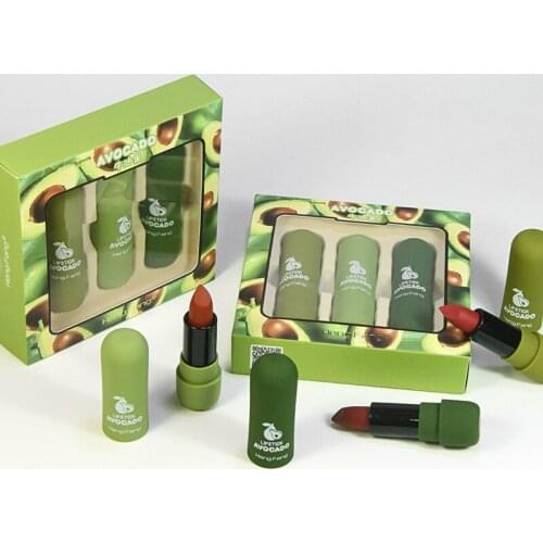 3 Colors/set Avocado Light Velvet Misty Lipstick Moisturizing Long-lasting Matte Lip Cosmestics Set