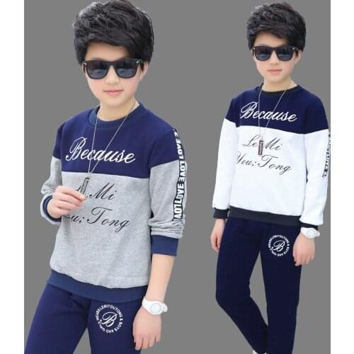 2020 Autumn Letter Baby Boys Clothing Suit Top Pants 2 Pieces Boy Clothes Set Long Sleeve Children Outfits 10 Years Kids Wear