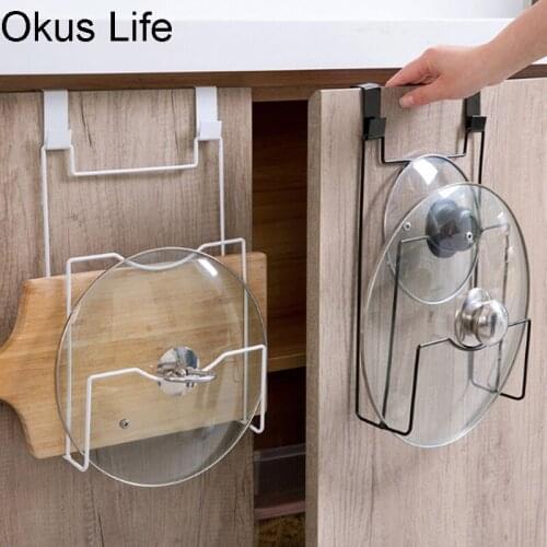 Cabinet Door Hanging Hook Pan Pot Cover Shelf Lid Rack Stand Stove Organizer Kitchen Storage Holder Rack Shelf Kitchen Accessori