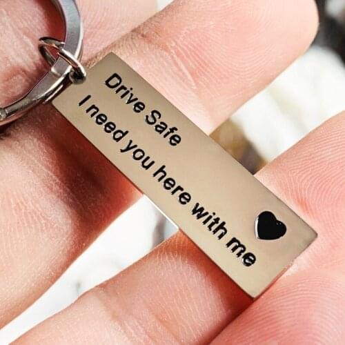 Oeinin Simple Keychain Man Drive Safe I Need You Here With Me Key Holder Bags Unisex Letter Color Zinc Alloy Key Chain Pendant