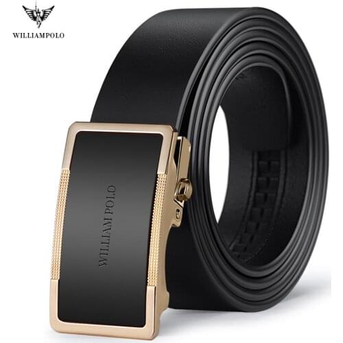 WILLIAMPOLO Men Belt buckle belts for men luxury Brand strap Original Natural High Quality Genuine Leather Automatic Buckle Belt