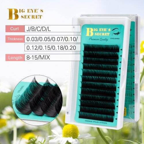 Big Eyes Secret 12rows/tray 8~15mm C D L curl Faux Mink Eyelash Extension False Eye Lashes Individual Eyelashes