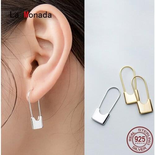 La Monada Hoop Earrings For Women Silver 925 Paperclip Fine Women Earrings Jewelry Silver Pin Hoop Earrings 925 Silver Women