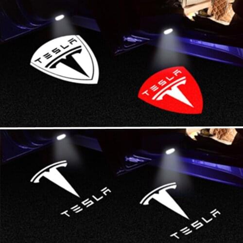 2pcs LED Car Door Courtesy Lights For Tesla Model S Tesla Model 3 X Y Logo Shadow Light Emblem Projector Lamps Decorative Gadget