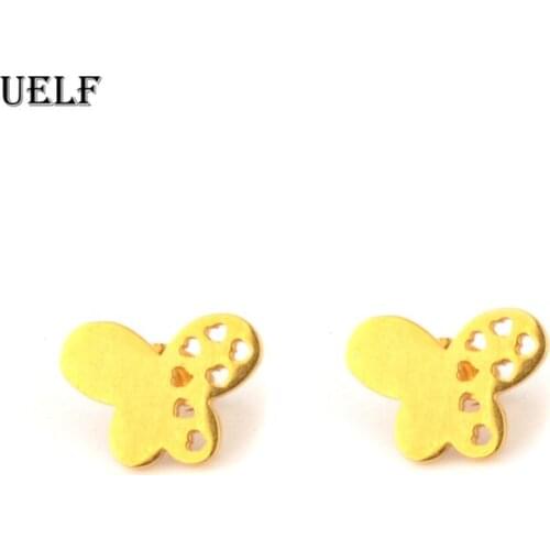 Uelf Stainless Steel Prevent Allergy Butterfly Stud Earrings for Women Wedding Earrings Jewelry Accessories Brincos