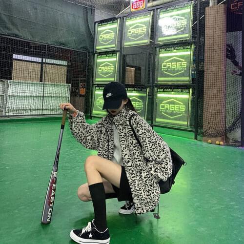 Jacket Women Faux Fur Coat Fall Winter Coat Loose Leopard Print Top Cotton-Padded Coat For Women Veste Femme