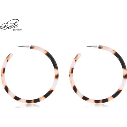 Badu Leopard Acetic Acid Stud Earrings Big Round Circle Studs Women 2018 Vintage Fashion Jewelry Exaggerated Party Christmas