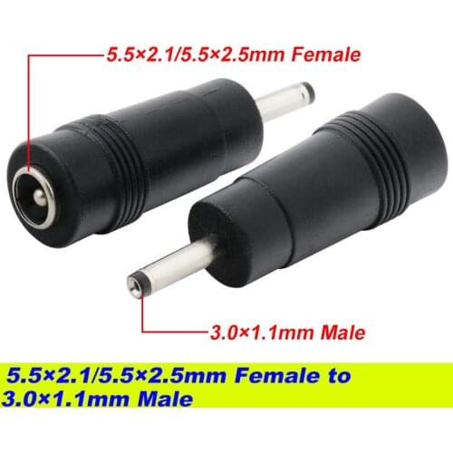 1pcs 5.5 x 2.1/5.5×2.5mm Female to 3.0 x 1.1mm Male DC Connector Converter Laptop Power Adapter 5.5 x2.1/5.5×2.5 to 3.0 x 1.1