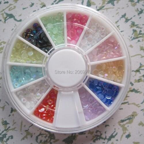 1PC OD-94 3D 3MM 11 Candy Colors Resin Rhinestone Metal Decoration in wheel Shiny Nail Decoration Lovely Outlooking