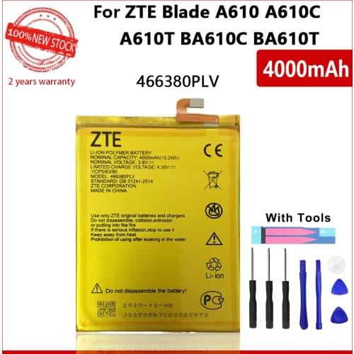 100% Original Battery 4000mAh 466380PLV Battery For ZTE BLADE A610 A610C A610T BA610C BA610T 4000mAh Phone Batteries With Tools