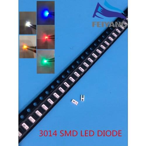 100pcs/lot 5 Colors 3014 SMD Led Super Bright Red/Green/Blue/Yellow/White Water Clear LED Light Diode