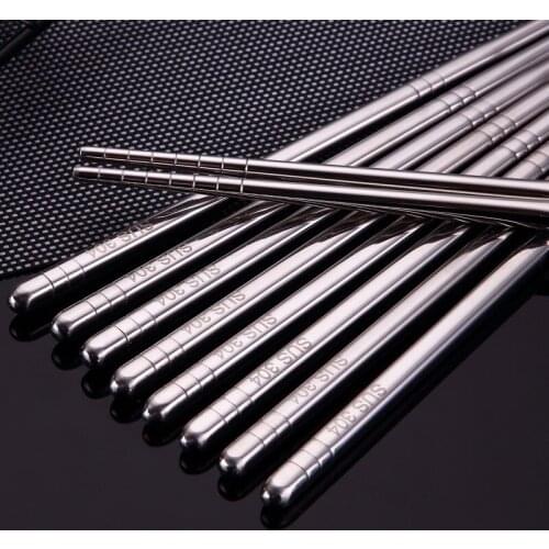 2Pairs/lot 304 Stainless Steel Chopsticks Household Tableware Anti-slip Anti-scald Metal Chop Stick Utensils Reusable Food Stick