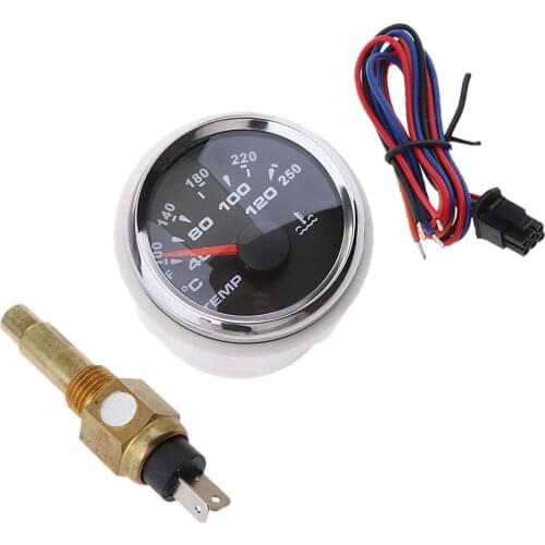 9-32V 52mm 2'' Waterproof Marine Boat Water Temperature Gauge Meter 40-120
