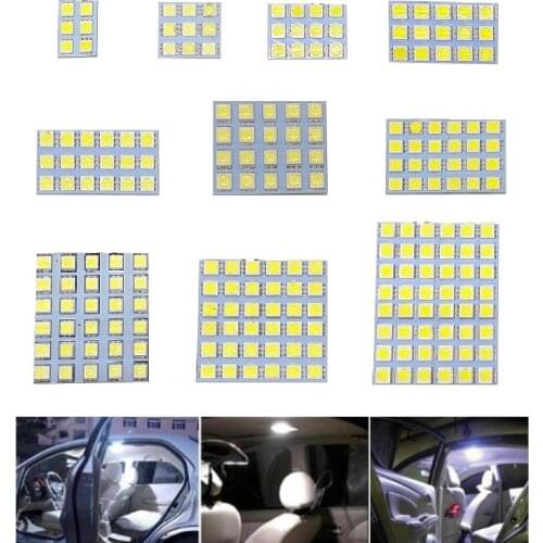 Auto T10 Festoon 5050 48/24/15/12 SMD Panel light Super white BA9S T10 12V Car LED Reading Dome Trunk lamp bulb 3 Adapter Base