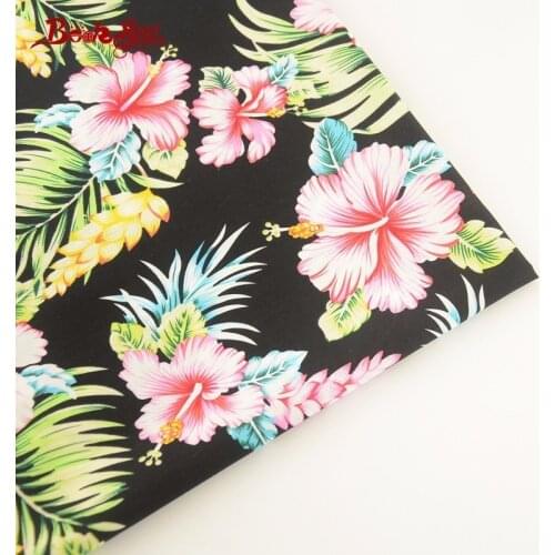 Booksew 100% Cotton Poplin Fabric Red Flower Design Home Textile High-Density Sewing For Dress Craft Shirt Scrapbooking Clothing