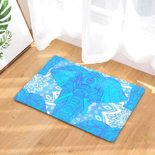 Cartoon Style Elephant Print Welcome Home Entrance Doormat Decorative Bedroom Carpet Non Slip Bathroom Rug Flannel Kitchen Mat