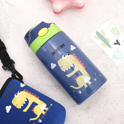 350ML Kids Water Cup Creative Cartoon Baby Feeding Cups With Straws Leakproof Water Bottles Outdoor Portable Childrens Cups
