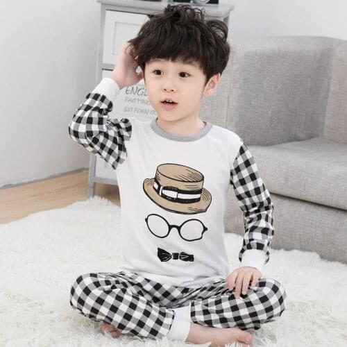 Kids Boys Sleepwear Childrens Pajama Sets For Teens Girls Cotton Long Sleeved Nightwear Boys Clothes Sets 4 6 8 10 12Years