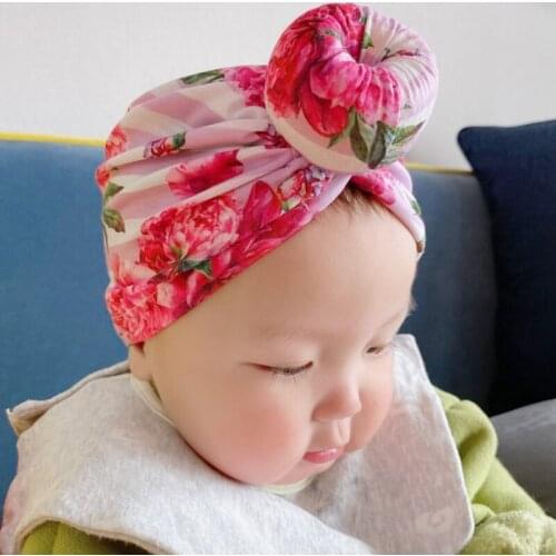 Baby Accessories Hats Borderless Print Donut Pullover Cap Newborn Toddler Kids Hair Band Cotton Beanie Donut Soft Hospital Caps