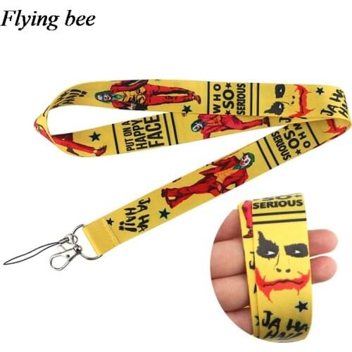 Flyingbee Clown horror Lanyard Phone Rope Keychains Phone Lanyard for Keys ID Card Cartoon Lanyards For Men Women X0807