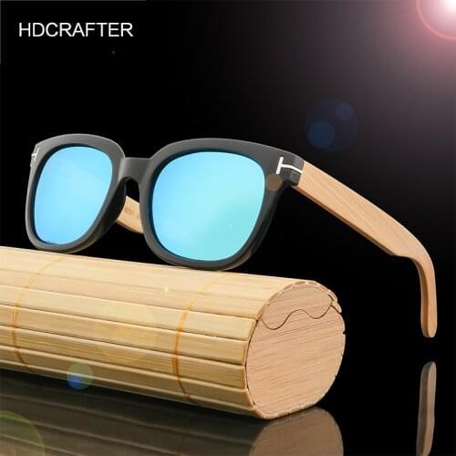 HDCRAFTER High Quality Vintage Bamboo Legs Sunglasses Mirrored Polaroid Eyewear Retro Wood Sunglasses for Men Women