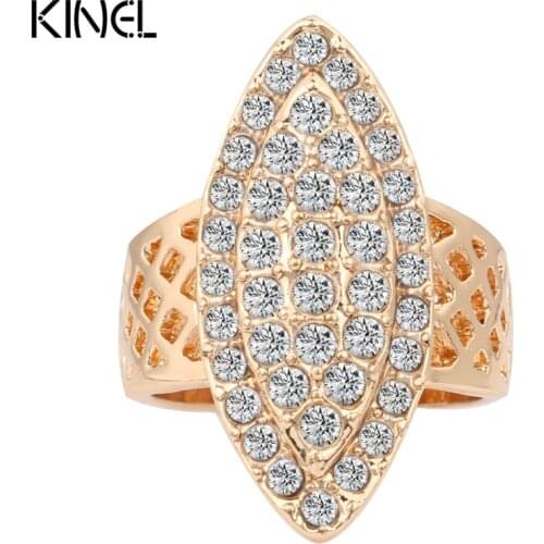 Hot 2017 Luxury Vintage Brand Fashion Gold Crystal Wedding Rings For Women Geometry Anel Jewelry