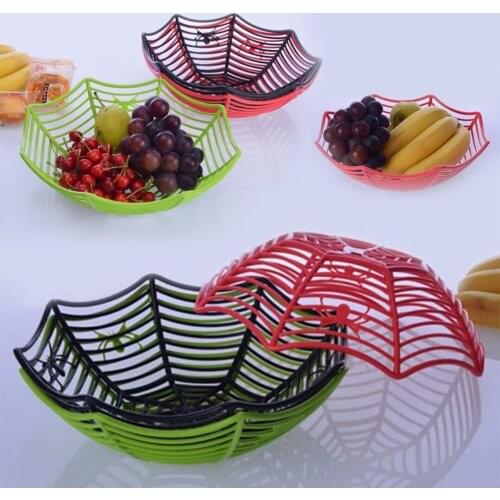 JX-LCLYL New Halloween Candy Fruits Basket Spider Web Bowl Spider Web Party Decor Kitchen