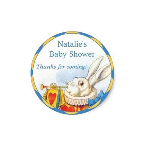 3.8cm Alice in Wonderland White Rabbit Baby Shower Favor Classic Round Sticker