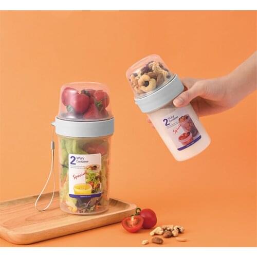 Kitchen Storage Organization Food Container Double Layer Cereal Dispenser For Fruits Nuts Milk Transparent Portable Camping Tool