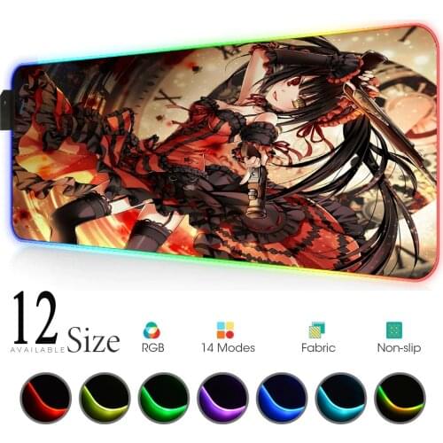 Kurumi Tokisaki Xxl Mouse Pads Light Gaming Large Mousepad Mice Mause Pad Kawaii Cartoon Carpet Led Rgb Mouse Mat Alfonbra Raton