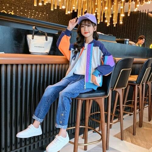 Girls Jacket Children Clothing Spring Autumn Outerwear 2021 New Boys Baseball Uniforms Kids Casual Sport Overcoat 6 7 8 9 10 11y