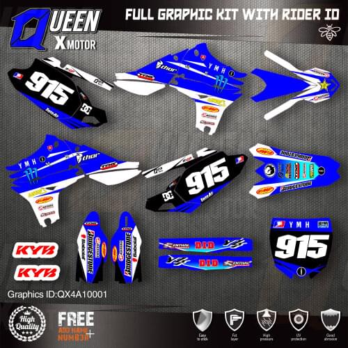 QUEEN X MOTOR Custom Team Graphics Backgrounds Decals 3M Stickers Kit For YAMAHA 2010-2013 YZF450 001