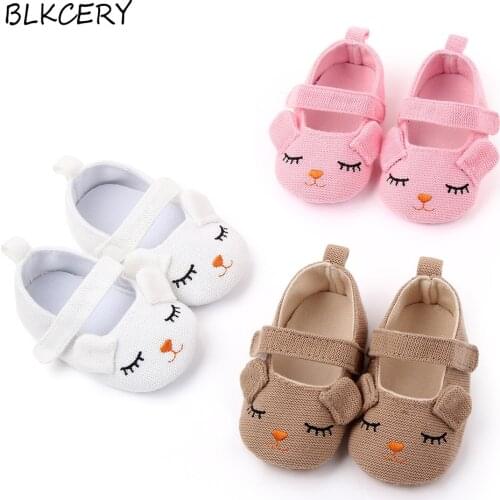 Fashion Baby Girls Crib Shoes Newborn First Steps Toddler Cartoon Knitted Loafers Infant Tenis for 1 Year Old Footwear Doll Shoe