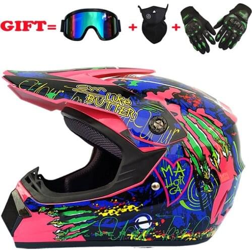 Motocycle cross country helmet four seasons male road racing cross country helmet full helmet goggle mask gloves