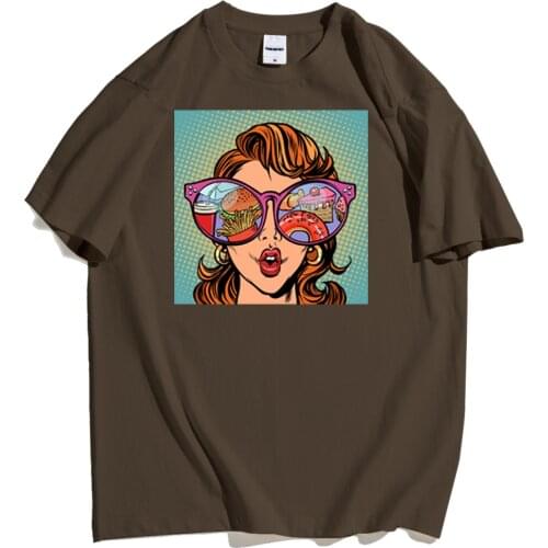 T-shirt Pop Style Glasses girl Cartoon Printing Shirt For Man Short Sleeve Korean Clothes Men Famous Brand Hip Hop Shirts Mens
