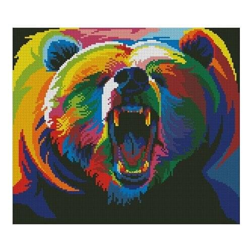 Rainbow Series-Bear 37-34 cross stitch kits single color simple aida fabric white canvas cotton thread embroidery
