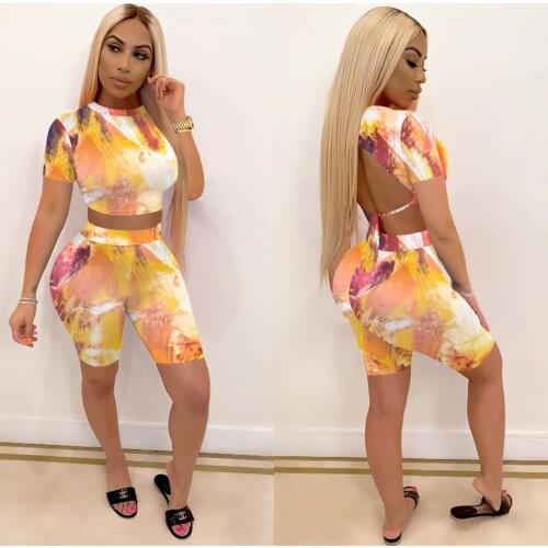 NEW 2020 Summer Women Casual 2 Piece Sport Set patchwork Color Tracksuits Streetwear T-shirt And Shorts Sets Fashion Hot