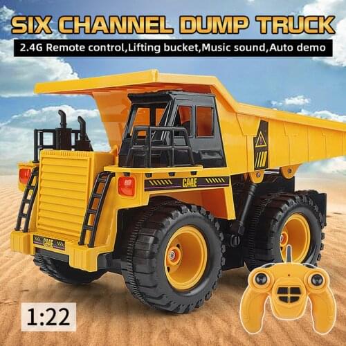 OCDAY RC Truck 2.4G 6CH Remote Control Alloy Dump Truck Big Dump Truck Engineering Vehicles Loaded Sand Car RC Toy For Kids Gif