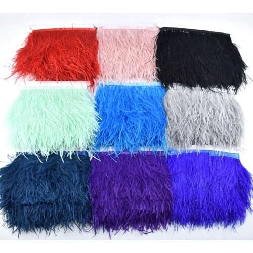 Wholesale 5-10meters/Lot Ostrich Feather Trims Width 8-10cm Feathers For Crafts Ribbon Clothing Accessories Wedding Decoration