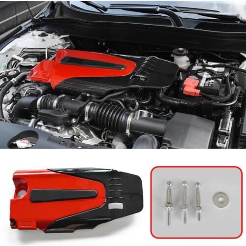 Pcmos 2020 New Car Carbon Fiber Style Engine Cover Bonnet Hood ABS For Honda Accord 10th 2018 New Interior Accessories