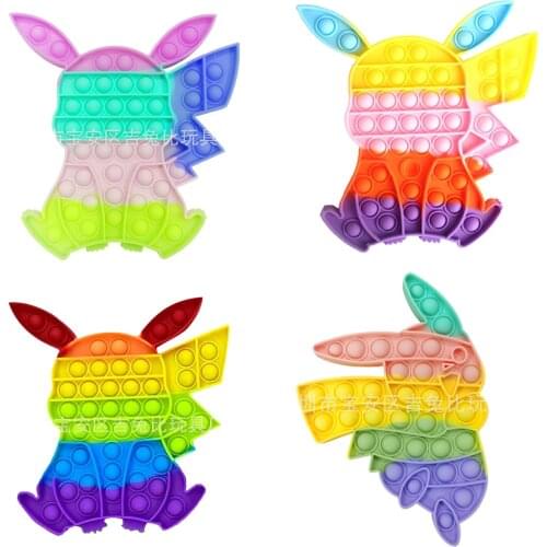 20CM pokemon PopSit popits fidget toys antistress toy Anime Tie-Dyed Silicone Sensory Toys антистресс для детей поп ит попит