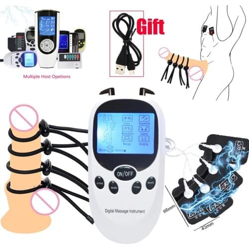 Electric Shock Penis Ring Electro Stimulate Physiotherapy Cock Ring Massage Pad Penis Erection Enhancer Bdsm E-Stim Male Sex Toy