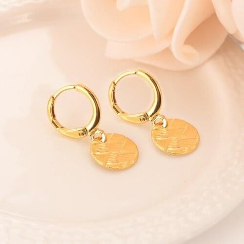 Gold Color Earrings For Women Fashion Jewelry african Arab Earrings Body Jewelry round pendant women girl kids Christmas Gift