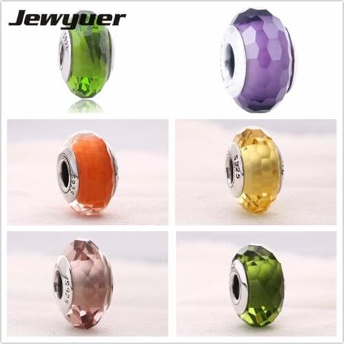 Memnon Faceted Murano Glass beads 925 Sterling Silver jewelry fit charms bracelets necklaces DIY for women fine jewelry BD076