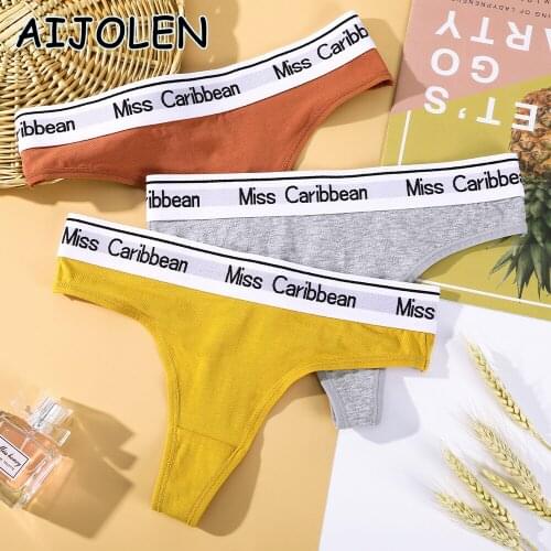 AIJOLEN Sold Color Womens Underwear Sexy Sports Fitness Wide-waist Panties Letters Cotton Seamless Thong G String Underpants