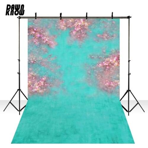 DAWNKNOW Texture Blue Pink Floral Vinyl Photography Background Photocall Photo Backdrop Newborn Wedding Photo Studio GY022