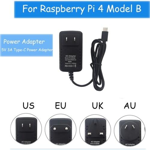 Raspberry Pi 4 Modle B Power Charger 5V/3A Type-C Power Adapter Supply EU/ US/ UK/ AU Plug for Raspberry Pi 4B