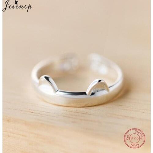 Jisensp Fashion Cute Cat Rings for Women Girls 925 Sterling Silver Finger Animal Ring Wholesale Jewelry Party anel bague femme