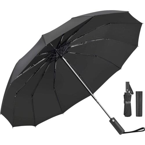 Wind Resistant Folding Automatic Umbrella Rain Women Auto Luxury Big Windproof Umbrellas Rain For Men Black Coating 12K Parasol