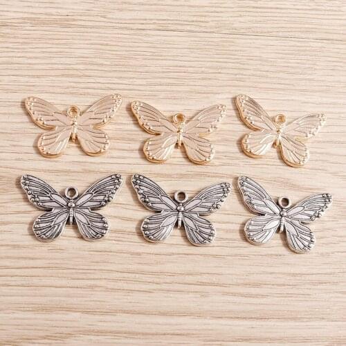 10pcs 30*19mm Zinc Alloy Butterfly Charms for Jewelry Making Cute Drop Earrings Pendant Necklaces DIY Keychain Craft Accessories
